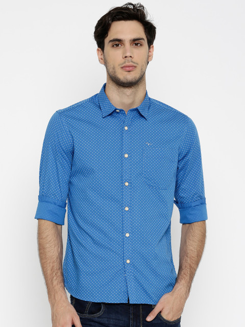 

Flying Machine Men Blue Printed Casual Shirt