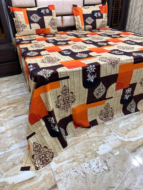 

Pure Decor Orange & Black 400 TC King Bedsheet with 2 Pillow Covers