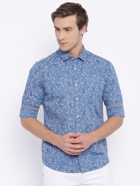 

Flying Machine Blue Floral Print Regular Fit Casual Shirt, Na