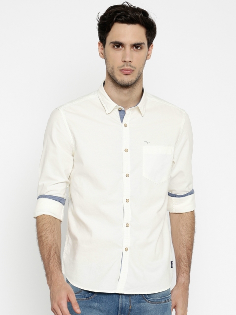 

Flying Machine Men Off-White Casual Shirt