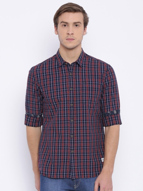

Flying Machine Navy & Red Checked Regular Fit Casual Shirt, Navy blue