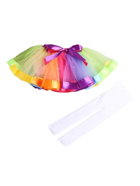 

Hopscotch Girls Purple & Green Polka Dot Printed Skirts