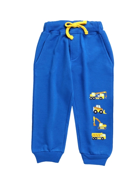 

Hopscotch Boys Blue Graphic Printed Pure Cotton Joggers