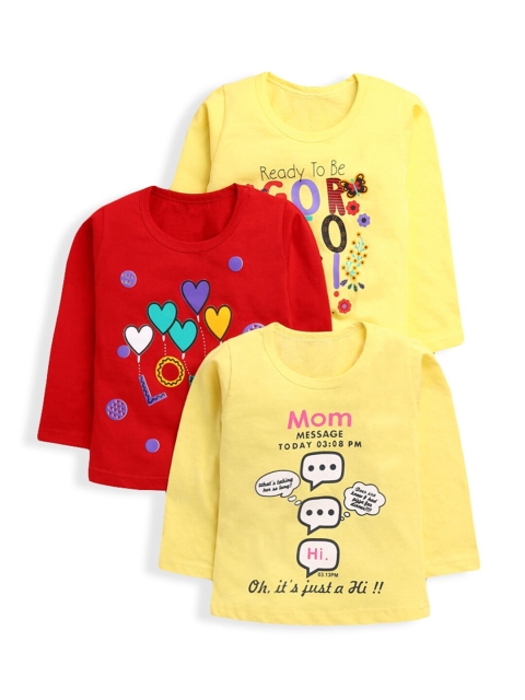 

Hopscotch Girls Yellow & Red 3 Printed T-shirt