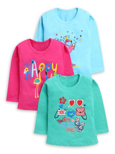

Hopscotch Girls Multicoloured 3 Printed Applique T-shirt, Multi