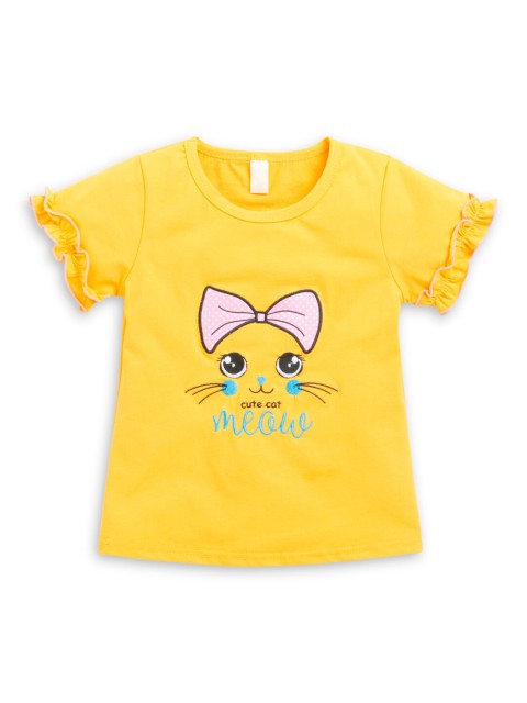 

Hopscotch Girls Yellow Printed Cotton T-shirt