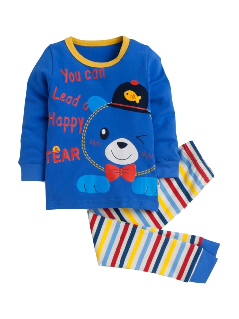 

Hopscotch Boys Blue & Red Printed Night suit