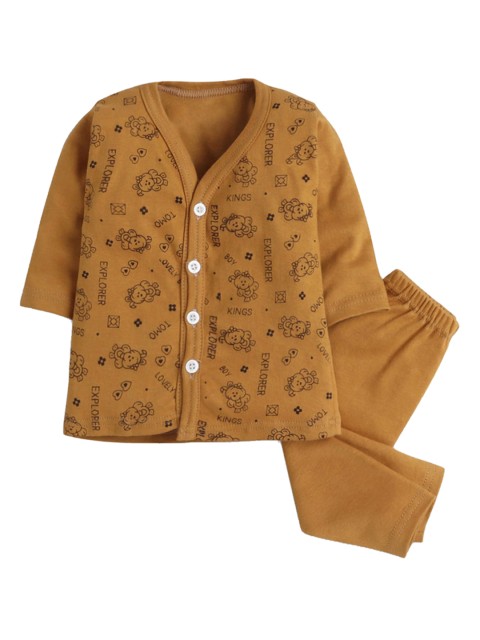 

Hopscotch Boys Yellow & Black Printed Night suit