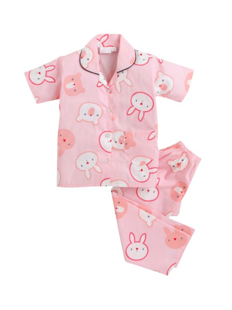 

Hopscotch Boys Pink Printed Night suit