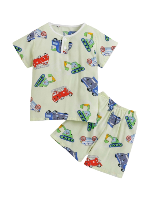 

Hopscotch Boys Yellow & Blue Printed Night Suit
