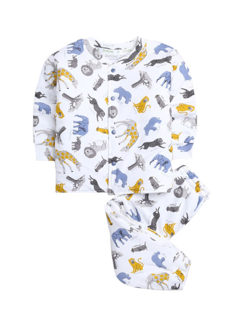 

Hopscotch Boys White Printed Night suit