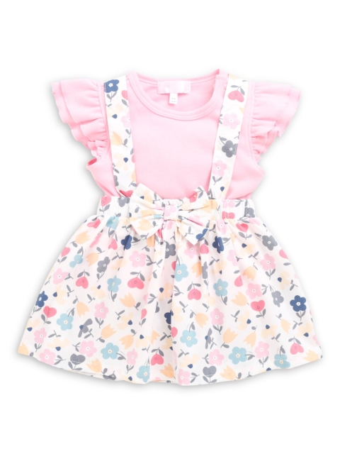 

Hopscotch Girls Pink & White Pure Cotton Top with Skirt