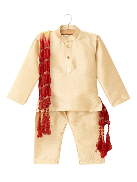 

Hopscotch Boys Gold-Toned Pure Cotton Kurta with Pyjamas