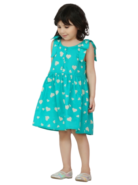 

Dress My Angel Sea Green Shoulder Bow Cotton Dress