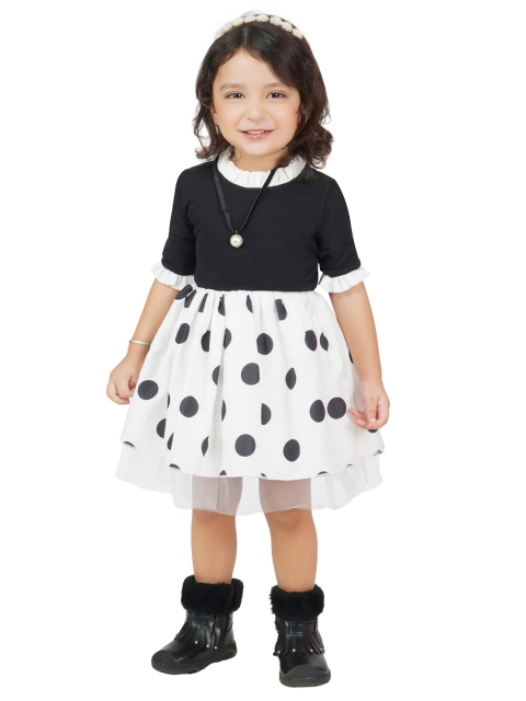 

Dress My Angel Girls Black & White Polka Dot Printed Dress