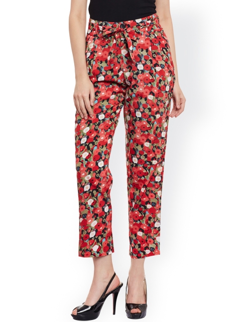 

The Vanca Red Printed Tapered Fit Trousers