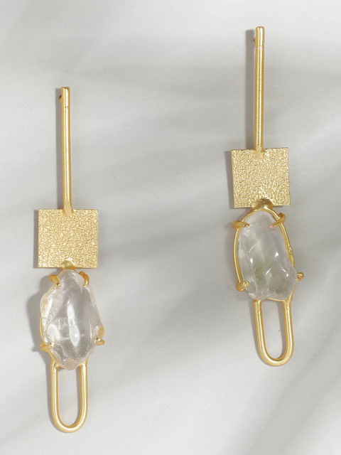 

Ishin Gold Plated Fancy Stone Contemporary Drop Earring