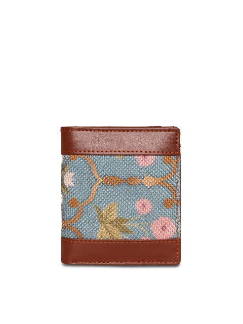 

ZOUK Women Blue & Brown Floral Printed Two Fold Wallet