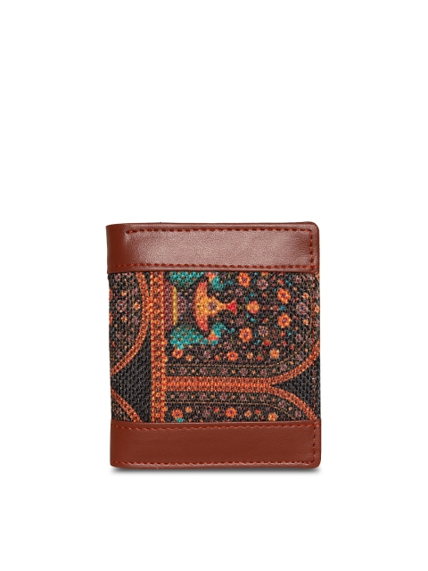 

ZOUK Women Brown & Orange Ethnic Motifs Printed Two Fold Wallet