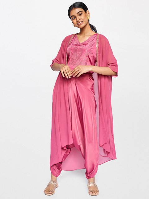 

Global Desi Women Pink Top & Dhoti Pants
