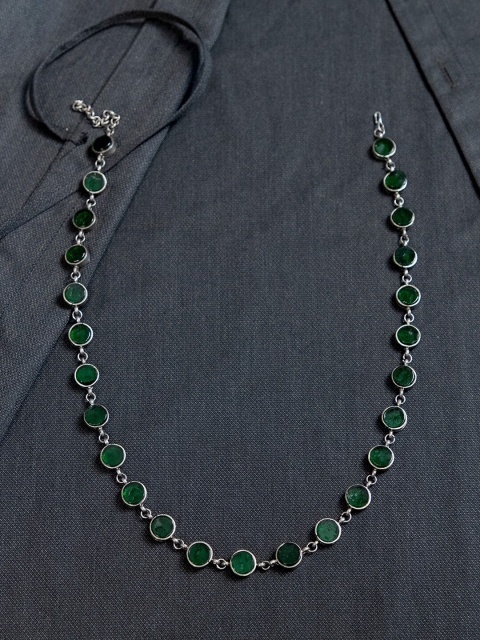 

creyons by mansi Woman Silver-Toned & Green Handcrafted Body Chain