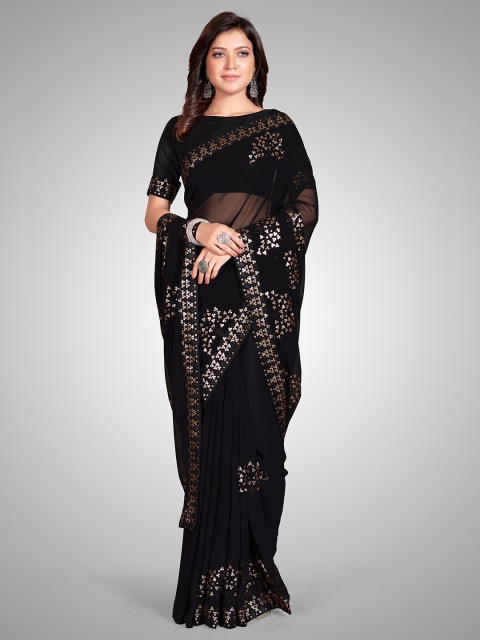 

Mitera Black Embellished Sequinned Pure Georgette Saree