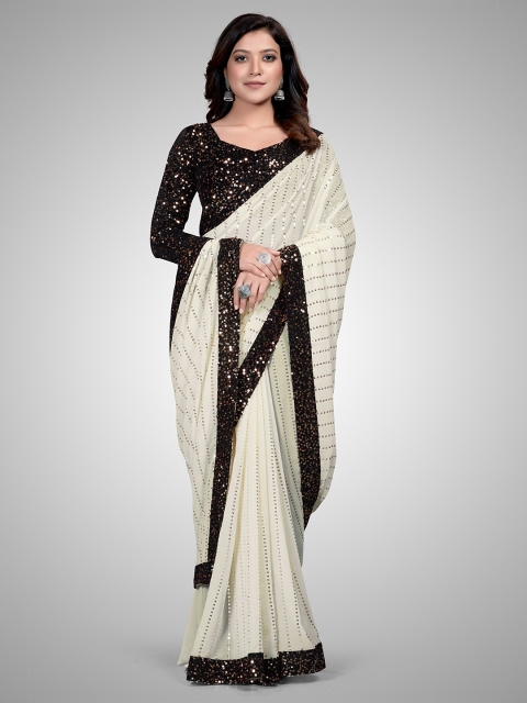

Mitera Yellow & Black Embellished Sequinned Pure Georgette Saree