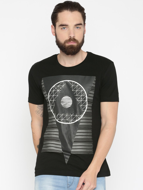 

Flying Machine Men Black Printed T-Shirt