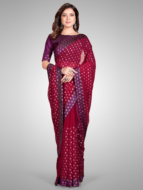 

Mitera Pink & Purple Embellished Sequinned Pure Georgette Saree