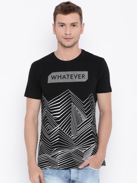 

Flying Machine Men Black Printed T-shirt