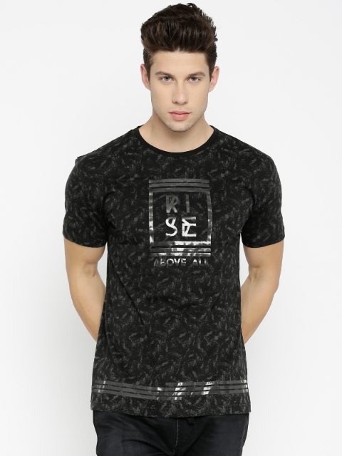 

Flying Machine Black Printed Round Neck T-shirt