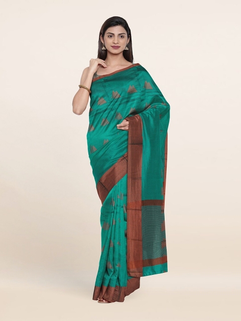 

Pothys Green & Copper-Toned Woven Design Saree