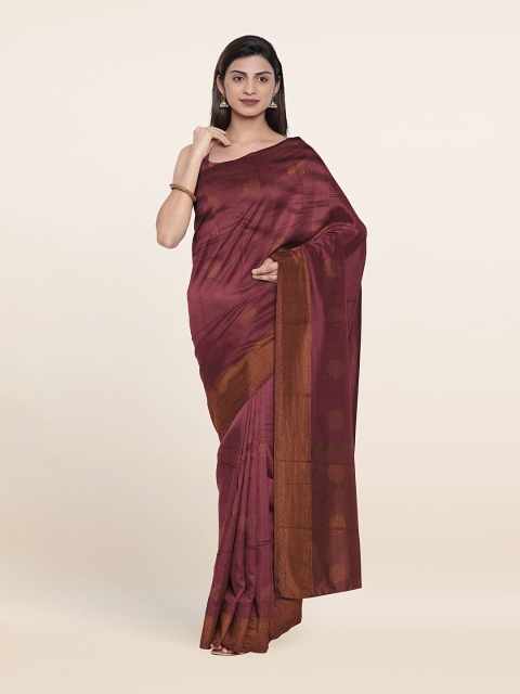 

Pothys Purple & Copper-Toned Woven Design Cotton Blend Saree