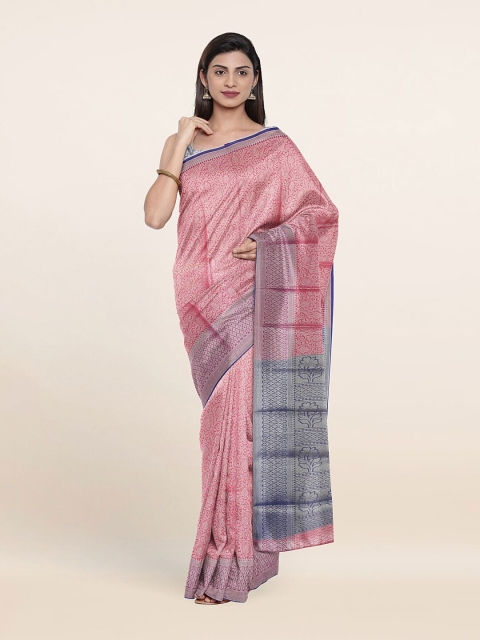 

Pothys Pink & Grey Floral Tissue Saree