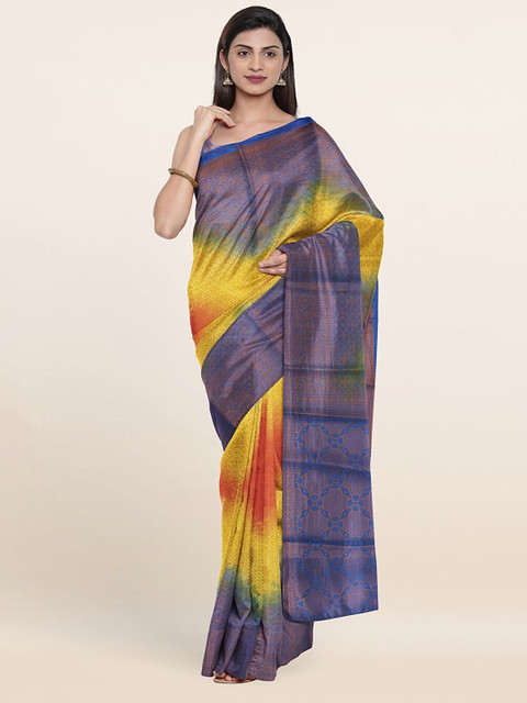 

Pothys Yellow & Blue Woven Design Art Silk Saree