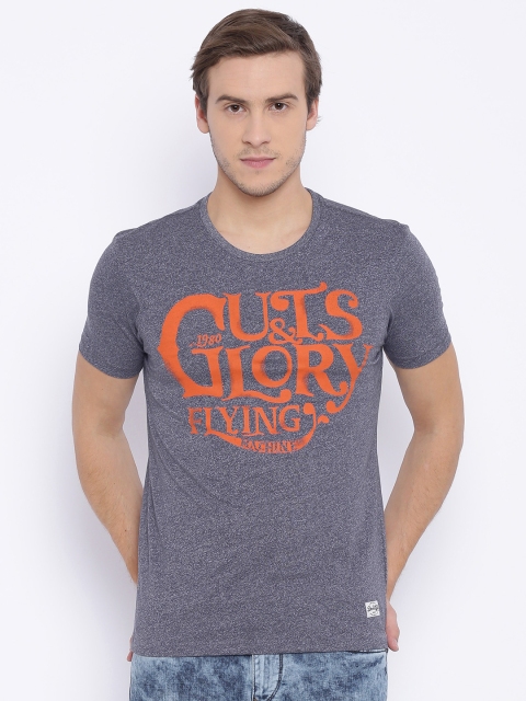 

Flying Machine Men Navy Printed Round Neck T-shirt, Navy blue