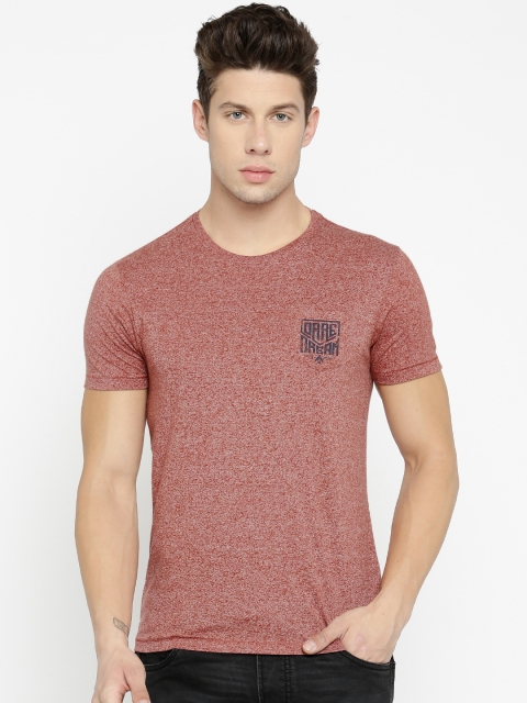 

Flying Machine Red Solid Round Neck T-shirt