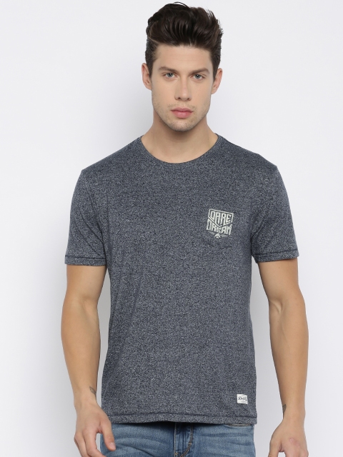 

Flying Machine Men Blue Melange Round Neck T-shirt