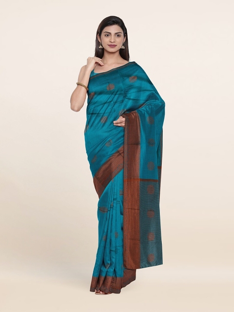 

Pothys Blue & Brown Woven Design Cotton Blend Saree
