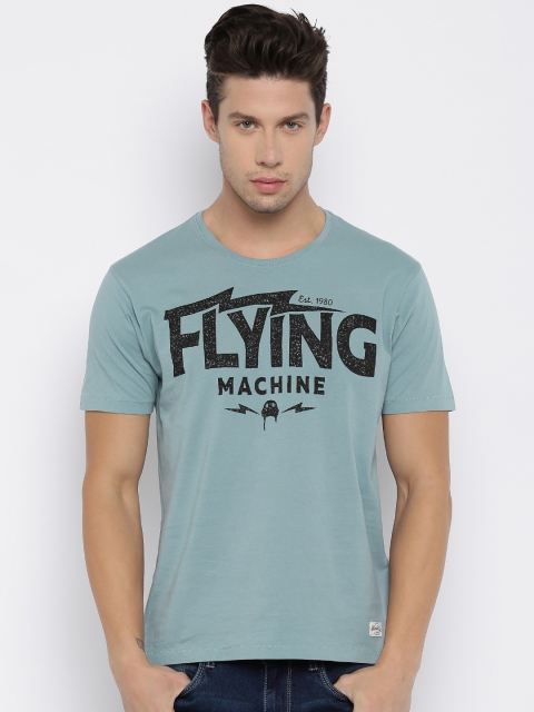 

Flying Machine Men Blue Printed Round Neck T-shirt
