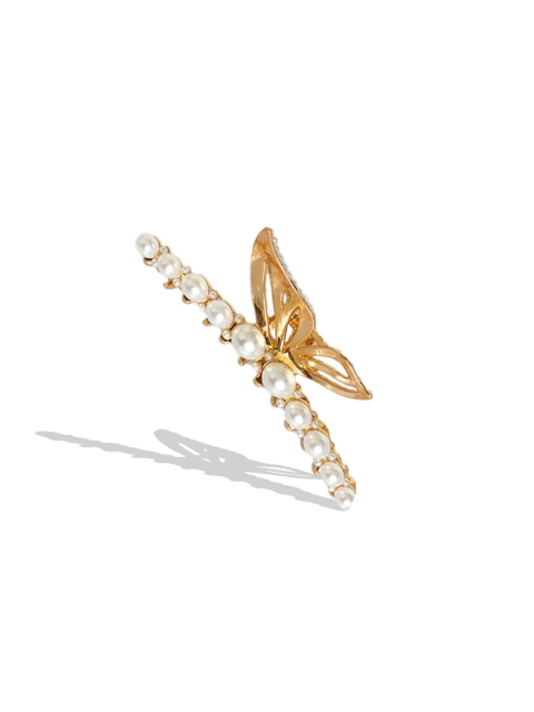 

ANNA CREATIONS Women Gold-Toned & White Banana Clip