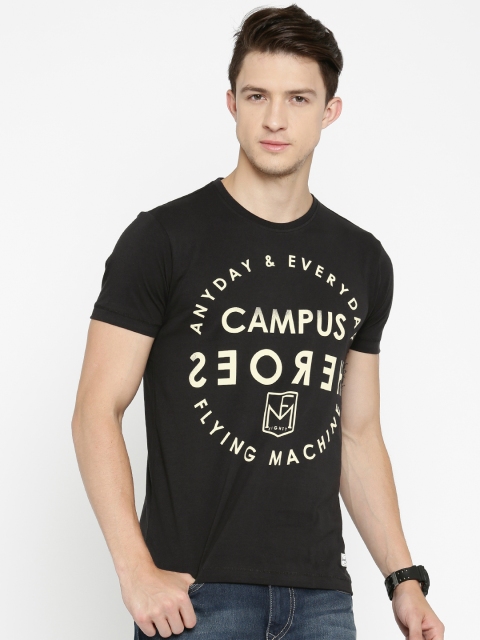 

Flying Machine Men Black Printed Round Neck T-shirt