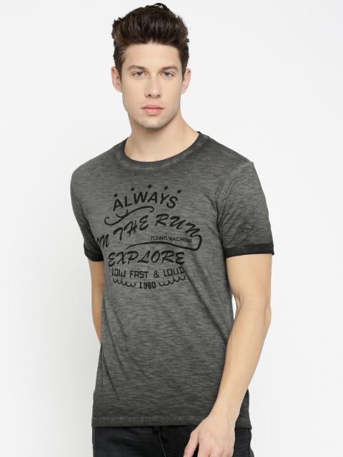 

Flying Machine Charcoal Printed Round Neck T-shirt