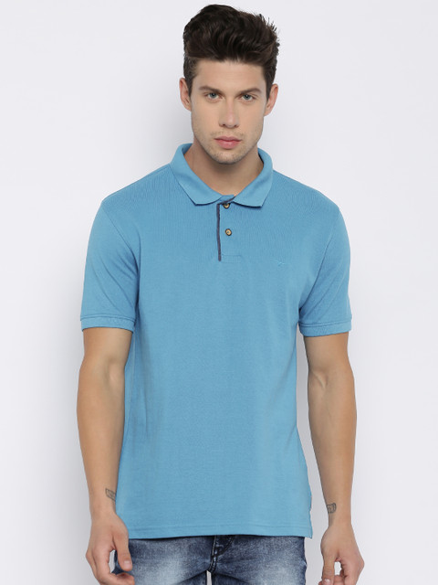 

Flying Machine Men Blue Solid Polo Collar T-shirt