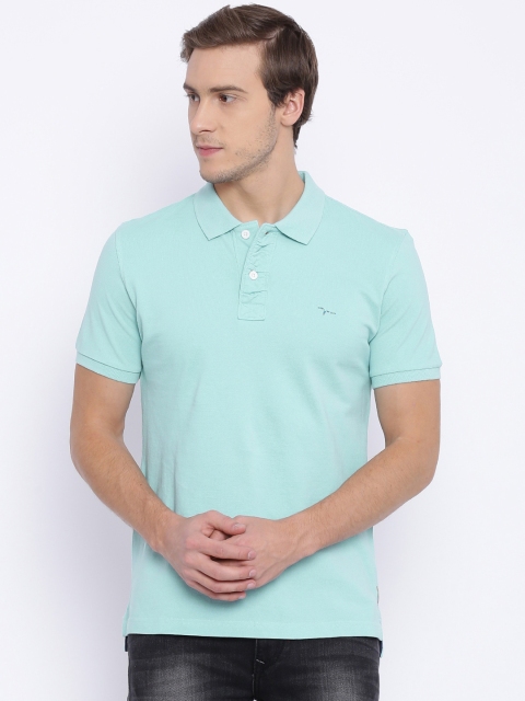 

Flying Machine Men Turquoise Blue Solid Polo T-shirt