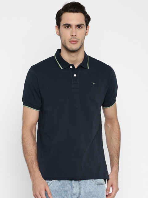 

Flying Machine Men Navy Solid Polo Collar T-Shirt, Na