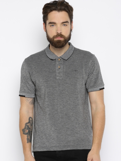 

Flying Machine Grey Melange Polo T-shirt, Na