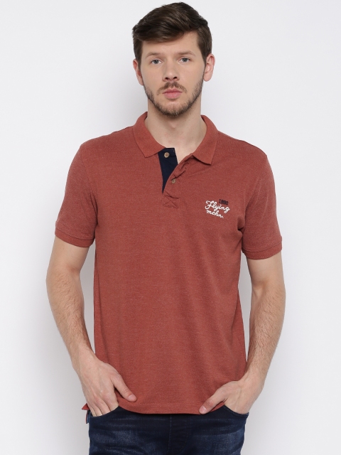 

Flying Machine Men Rust Brown Solid Polo Collar T-shirt