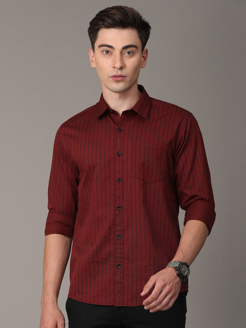 

Huggun Men Maroon Premium Slim Fit Grid Tattersall Checks Checked Casual Shirt 100% Cotton