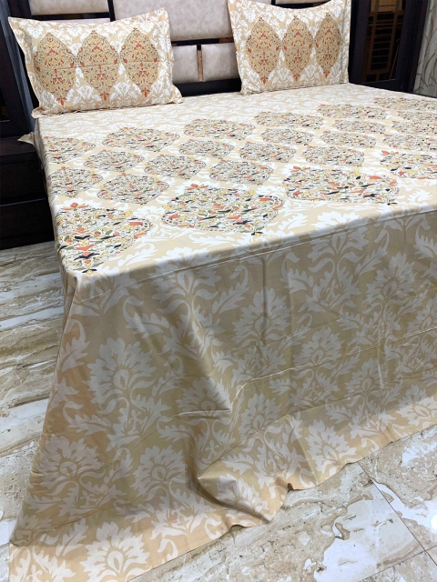 

Pure Decor Yellow & White 400 TC King Bedsheet with 2 Pillow Covers
